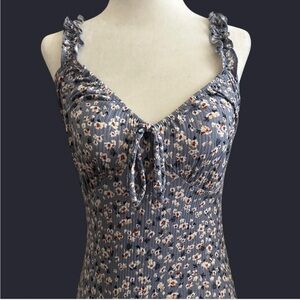 Mistyrose Floral mini Ribbed Dress